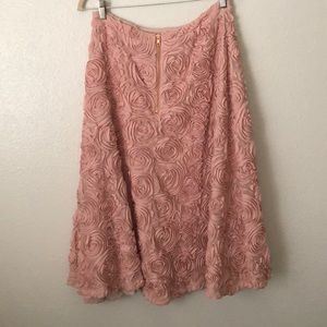Anthropologie pink rosette skirt M